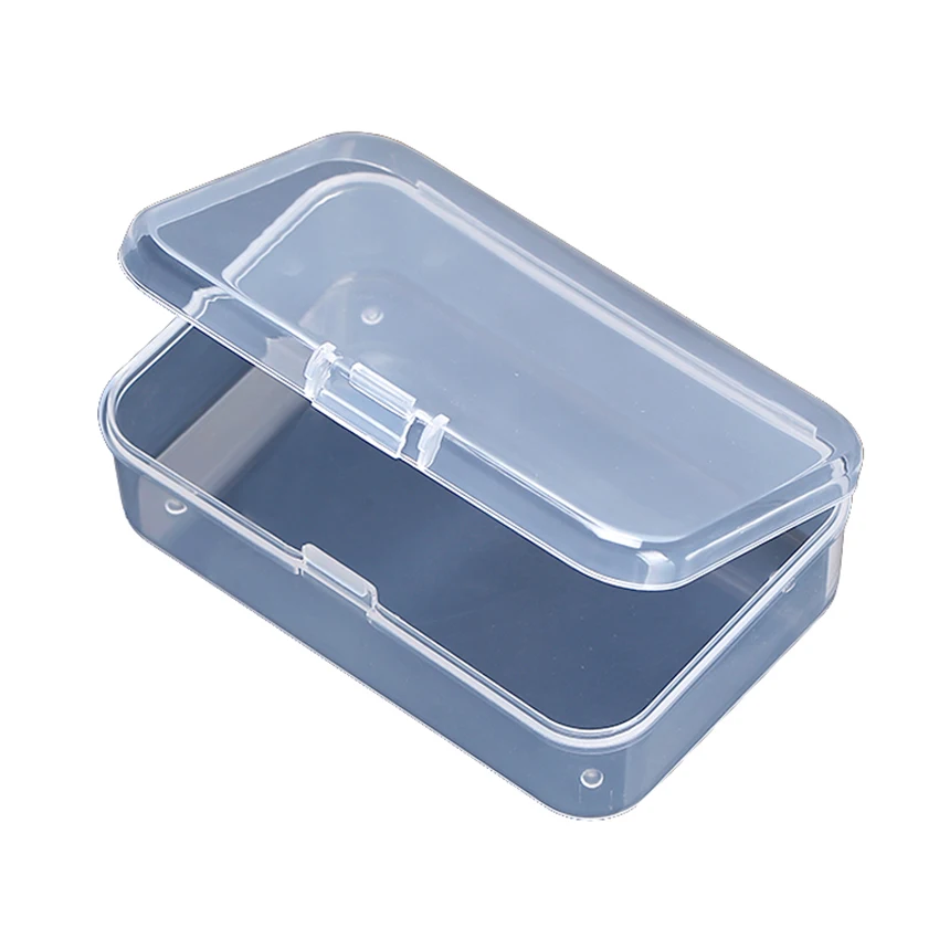 Clear Plastic Empty Storage Containers Box with Hinged Lid for Crafts, Jewelry, Hardware, Tools, Office Supplies 8.3x5.4x2.6cm