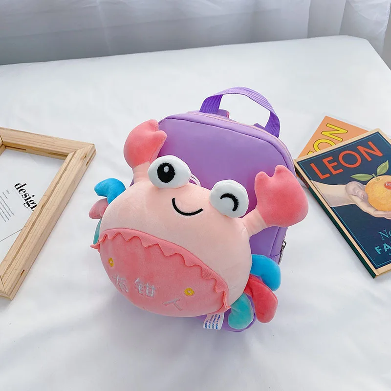 Novo kawaii caranguejo crianças do bebê da criança sacos de escola 3d dos desenhos animados animais caranguejo mochila do jardim infância para meninas meninos mochila