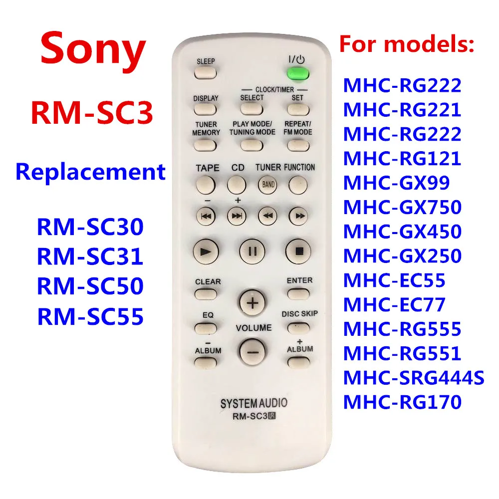 RM-SC3 Nouvelle télécommande pour RM-SC30 RM-SC31 RM-SC50 RM-SC55 Pour SONY CD HIFI Système Audio MHC-RG222 MHC-RG121 MHC-RV20 CMT-EH15