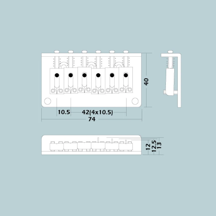 Wilkinson-puente fijo WOF01 para guitarra, cordel a través del puente Steg, espaciado de cordel, 10,5mm, oro cromado