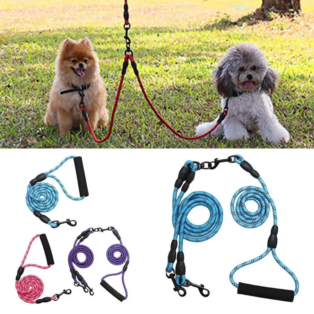 Two Dogs Leash Double Twin Lead Walking Leash Dog Nylon Traction Rope Reflective Explosion Proof Leash Outdoor Pet Supplies