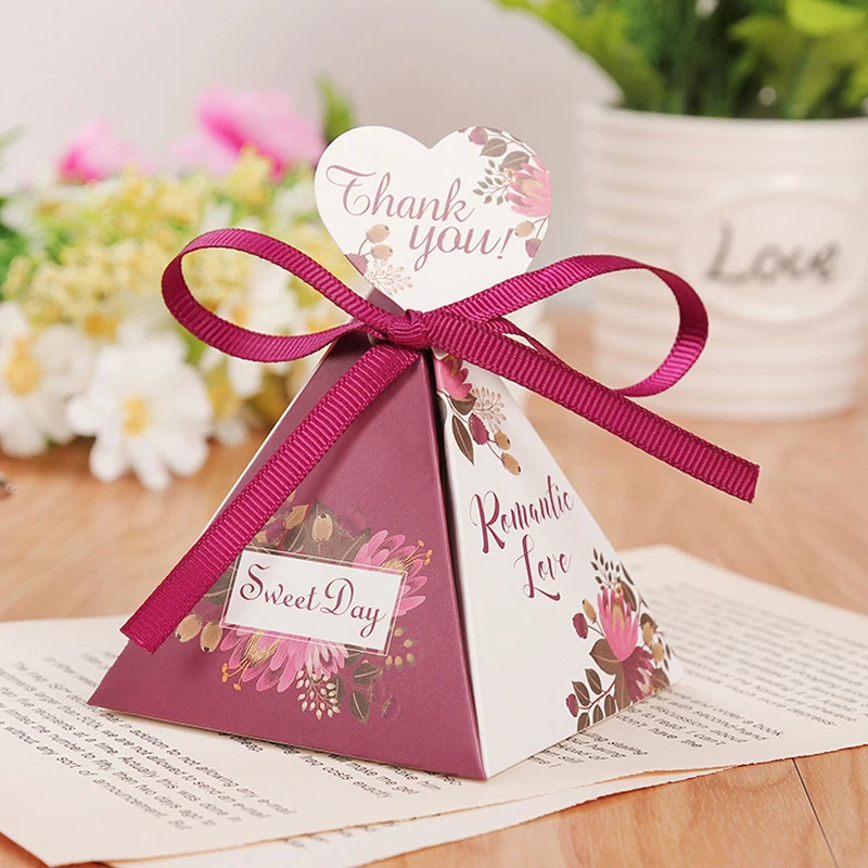 Triangular Pyramid Marble Candy Box Wedding Favors and Gifts Boxes Chocolate Box for Guests Giveaways Boxes Party Supplies - view 2