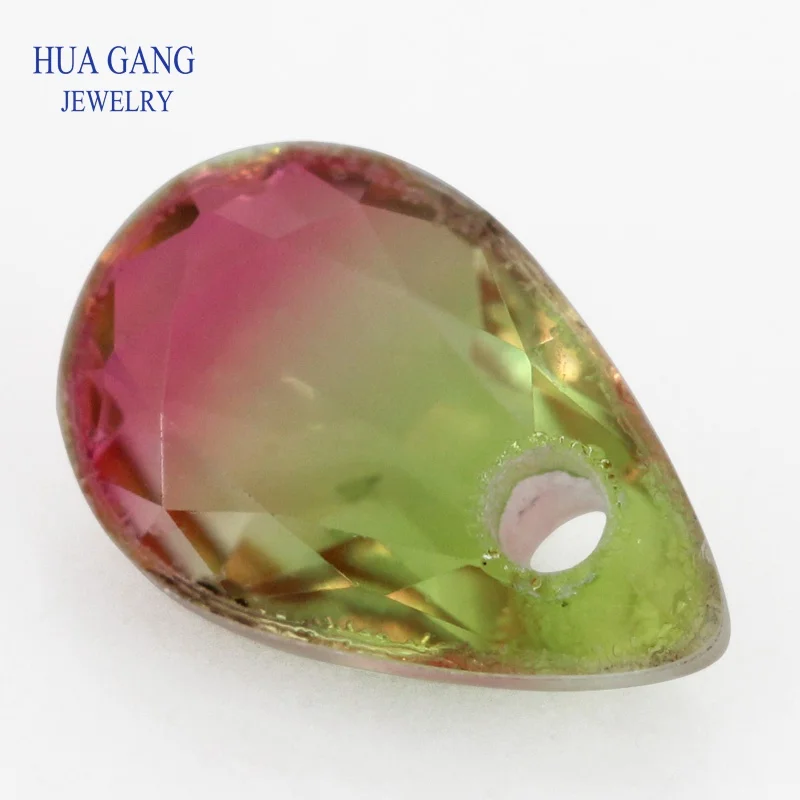 One Hole Pear Shape Watermelon Tourmaline Stone Synthetic Glass Loose beads Size 4x6mm-13x18mm For Jewelry Making