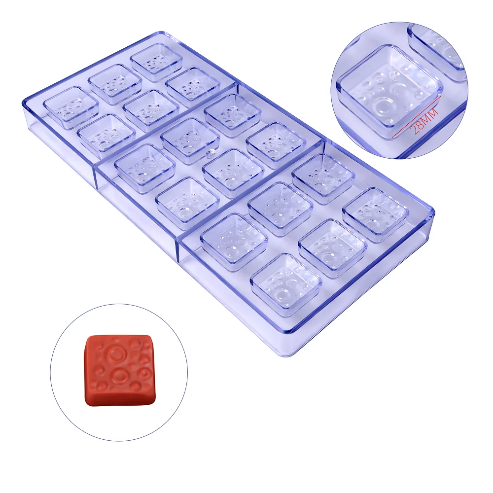 

Free Shipping Plastic 18 Cavities Square with Bubbles Pattern Shapes DIY Baking Chocolate Mold CC0069