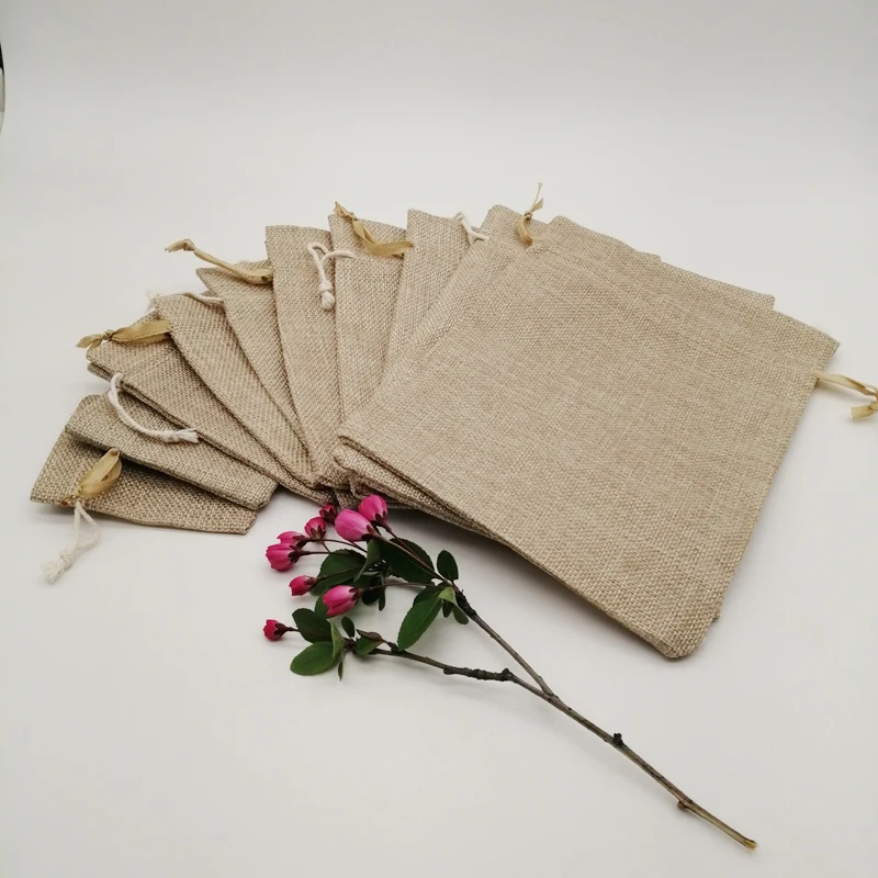 1000pcs Ribbon/Cotton Jute Bag Jewelry Packaging Bag Sacks Display Bags Sachet Gift Storage Drawstring Bags Jewlery Box Display