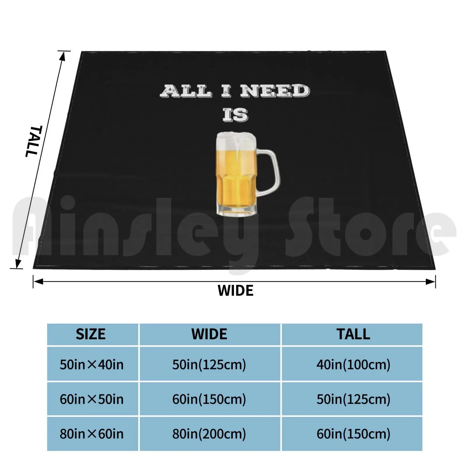 Bier-All I Need Is Beer Blanket For Sofa Bed Travel D0100348a Beer Party Homebrew Beer Geek Oktoberfest