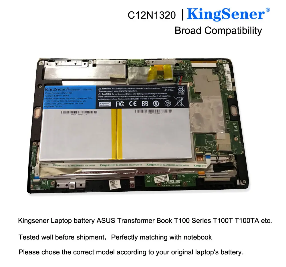 KingSener ASUS 트랜스포머 북용 배터리, T100, T100T, T100TA, T100TA-C1 시리즈, 3.85V, 31WH, C12N1320