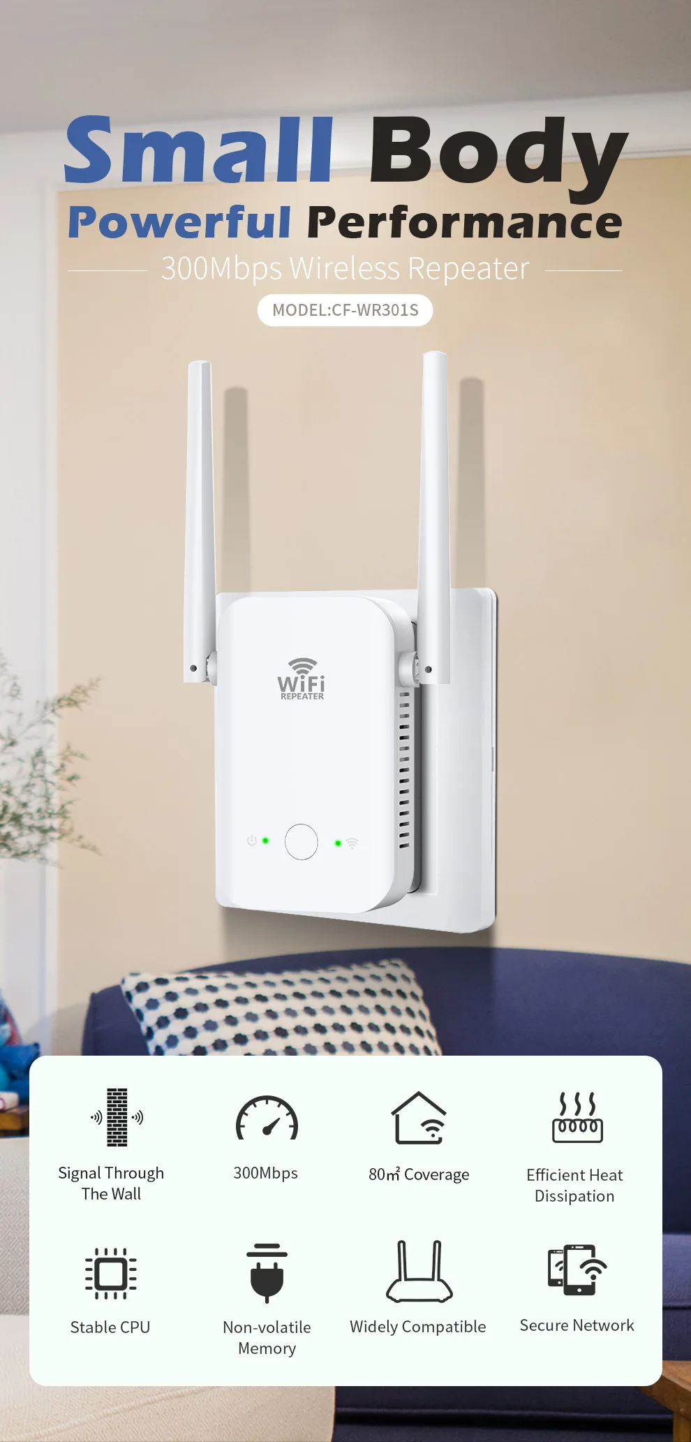 

COMFAST 300Mbps 2.4G Wireless Wifi Repeater Router Lan Extender Networking Routers CF-WR301S