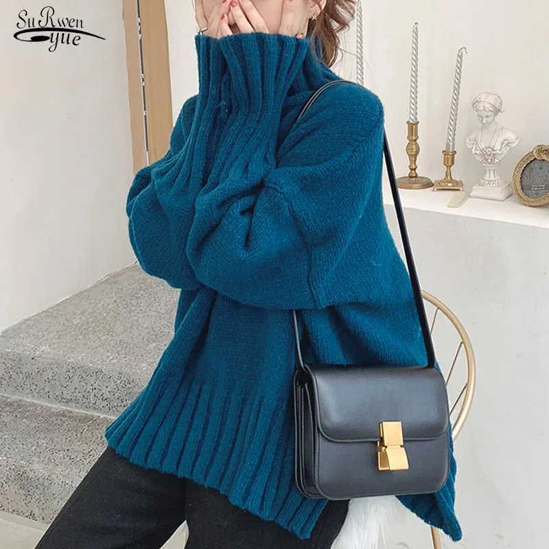 

2020 New Autumn and Winter Korean Fashion Loose Sweater Sweet Sweater Turtleneck Women Sweaters Pullover Solid 3 Colors 11860