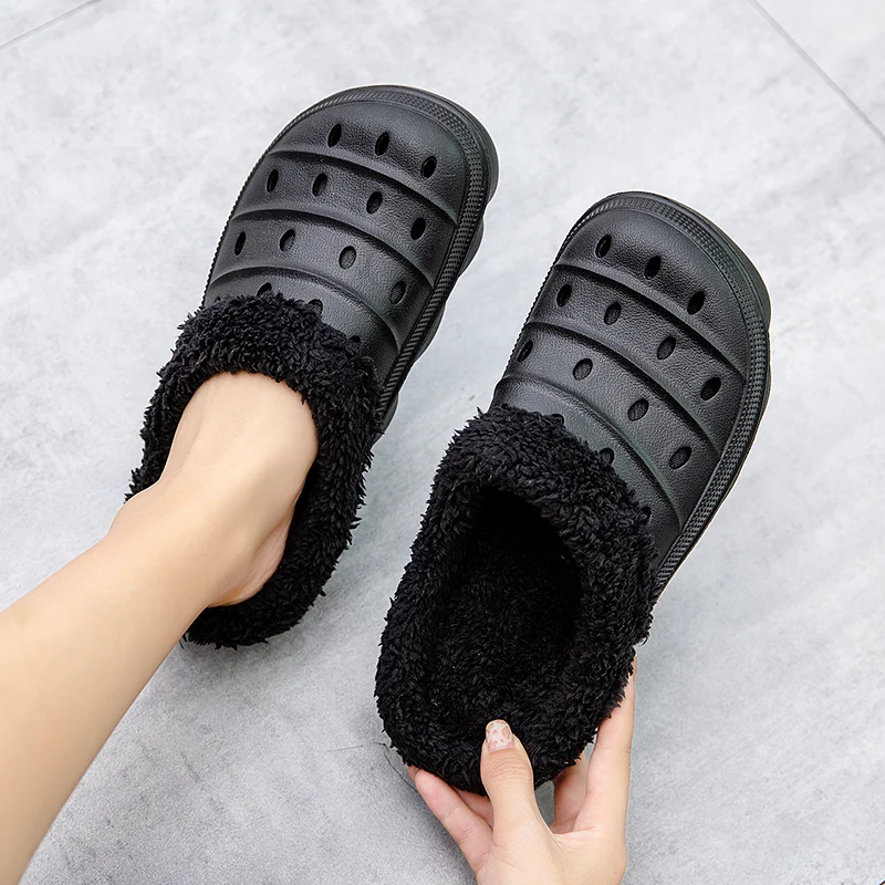 Winter Men Women Slippers Warm Furry Slippers Unisex Concise Indoor Home Cotton Shoes Men Casual Fluff Slides Plush Fur Clogs 45