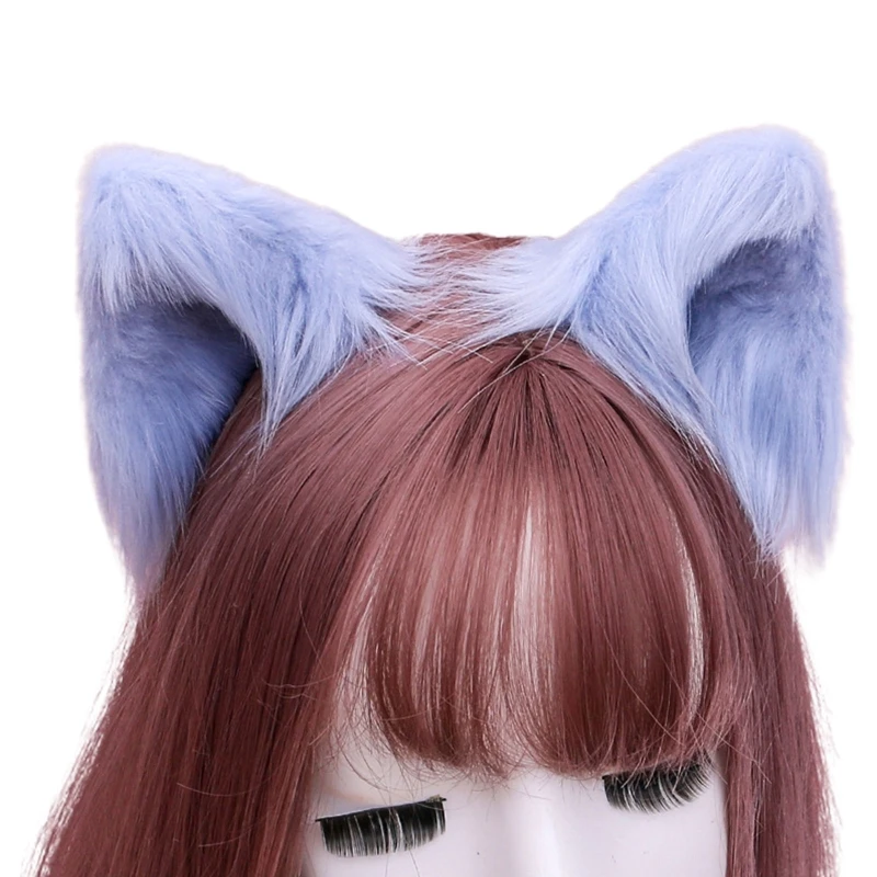 1 Pair Sweet Lovely Furry Animal Beast Ears Hair Clips Anime Lolita Wolf Cat Cosplay Plush Hairpins Halloween Party Costume Acce