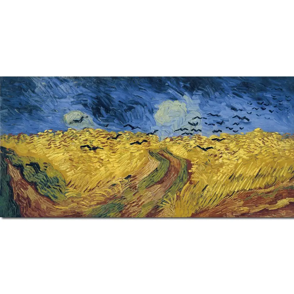 

Handmade Canvas Art Landscape Wall Decor Wheat Field with Crows Vincent Van Gogh Famous Painting Modern Artwork for Living Room