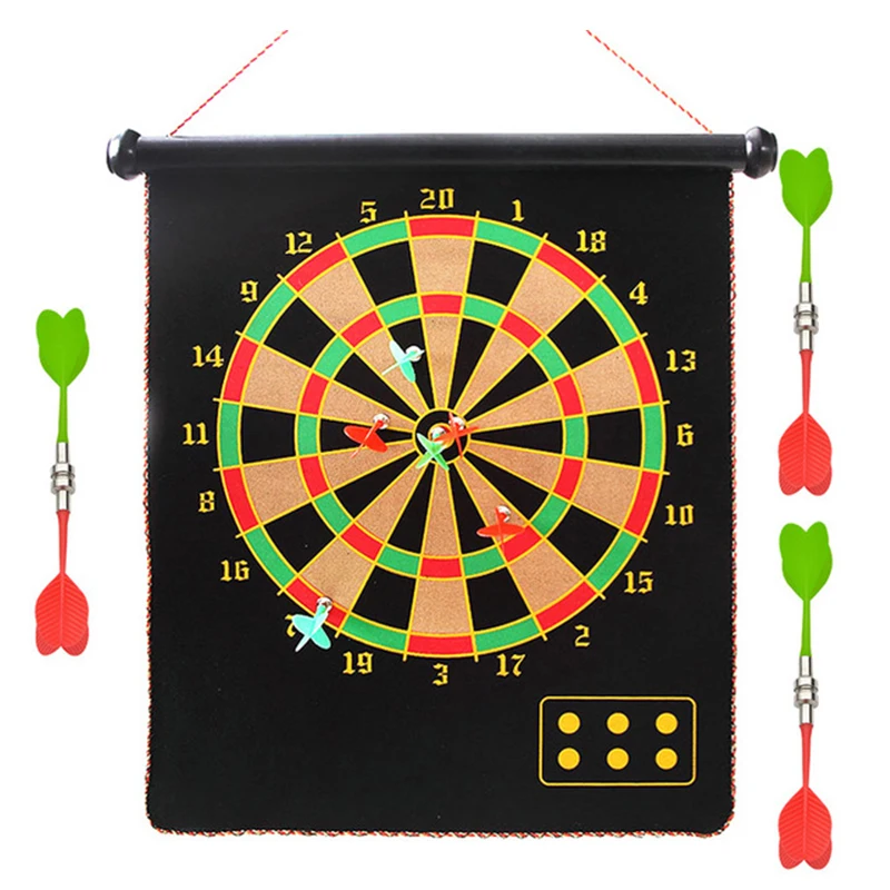 Double Sided Magnet Dartboard Set 12/15/17 Inches Magnetic Safety Flocking Darts Plate Children Game VS Match Multi-Usage Darts