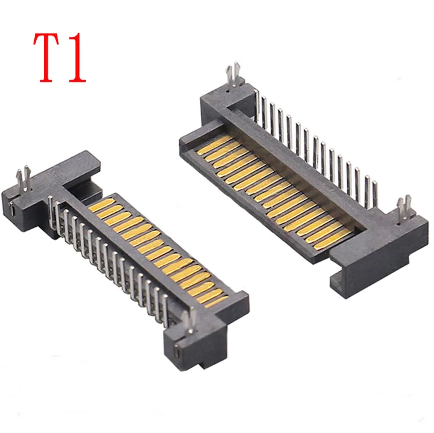 5PCS SATA Right Angle Straight Patch Type 15 Pin 15P Male Adapter Connector For Hard Drive HDD