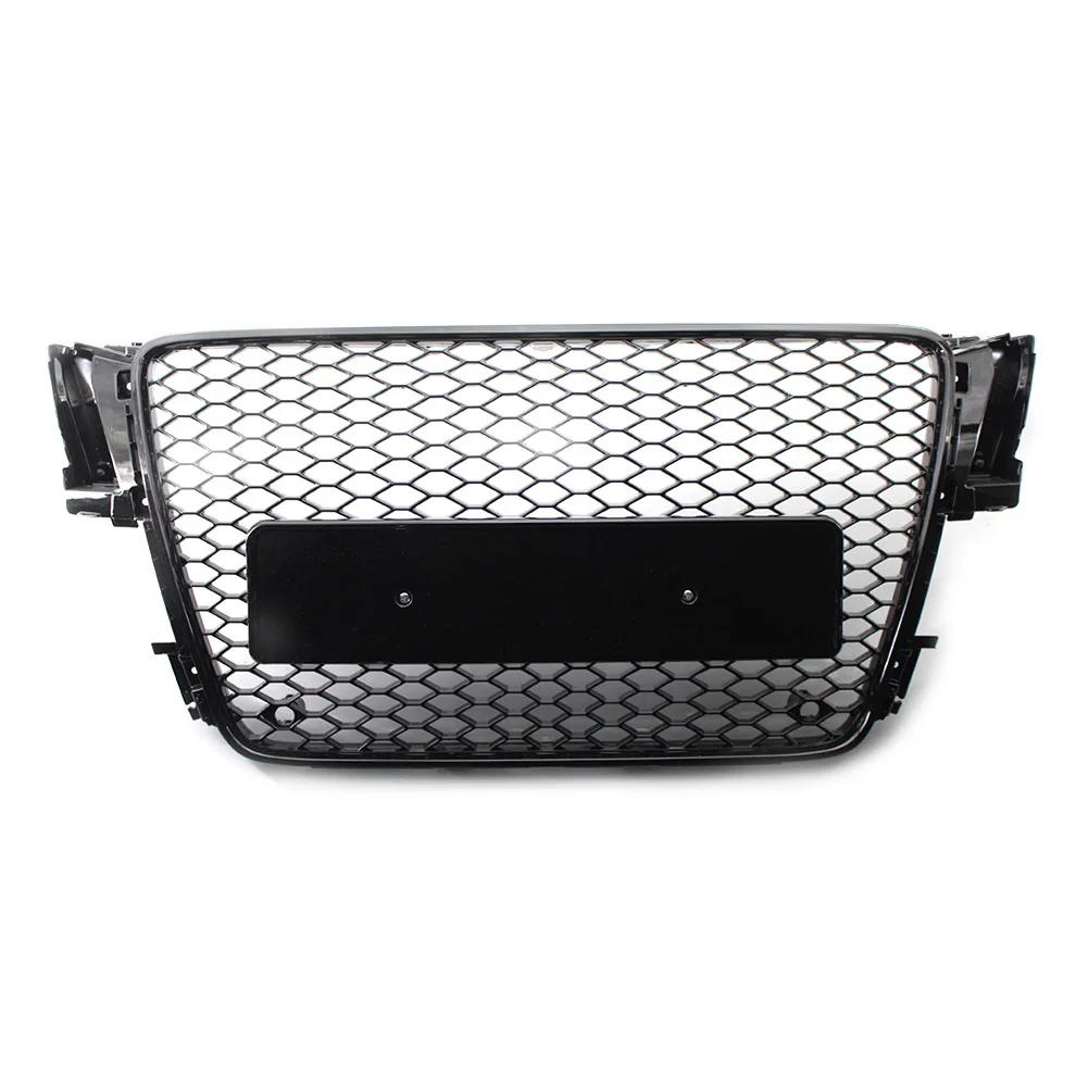 RS5 Style Car Front Bumper Grille Honeycomb Sport Styling Mesh Hex Grill Black ABS For AUDI A5 B8 S5 8T 2008 2009 2010 2011 2012