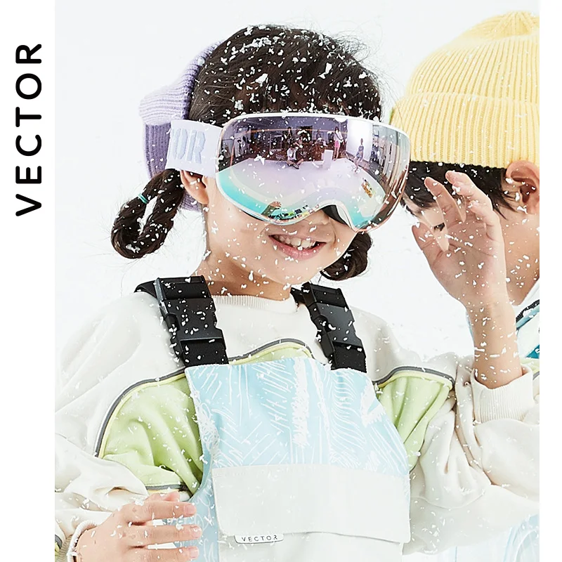 VECTOR Bambini Occhiali Da Sci Grande Sferico per I Bambini Doppi Strati UV400 Magnetica Occhiali Da Sci Ragazze Ragazzi Snowboard Occhiali Occhiali