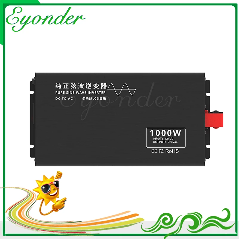 

12v 13.8v 24v 36v 48v 60v 72v dc to 110v 200v 220v 230v ac Lcd Display Off Grid power supply 1000 watt pure sine wave inverter