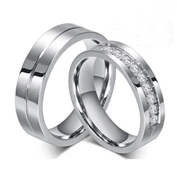 2024 Fashion Couple Rings For Lovers Adjustable Wedding Band Engagement Rings Gift Simple Stainless Steel Rings