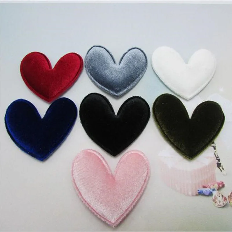40 Stück/Lot 4,8 cm Gemischte Farben Gepolsterte Flauschige Herzförmige Applikationen für Haarspangen-Zubehör und Kinder-DIY-Aufnäher – Detail 9