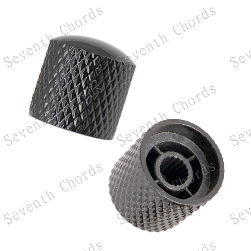 4Pcs Elektrische Gitarre Bass Knopf Pedal Schwarz Silber Metall Potentiometer Hut Gitarre Zubehör Teile Musical Instruments – Detail 8