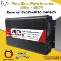 Pure Sine Wave Inverter 12v 220v 4000W 5000W DC 12V 24V 48V To AC 220V Converter Solar Car Power Inverter Transformer LED