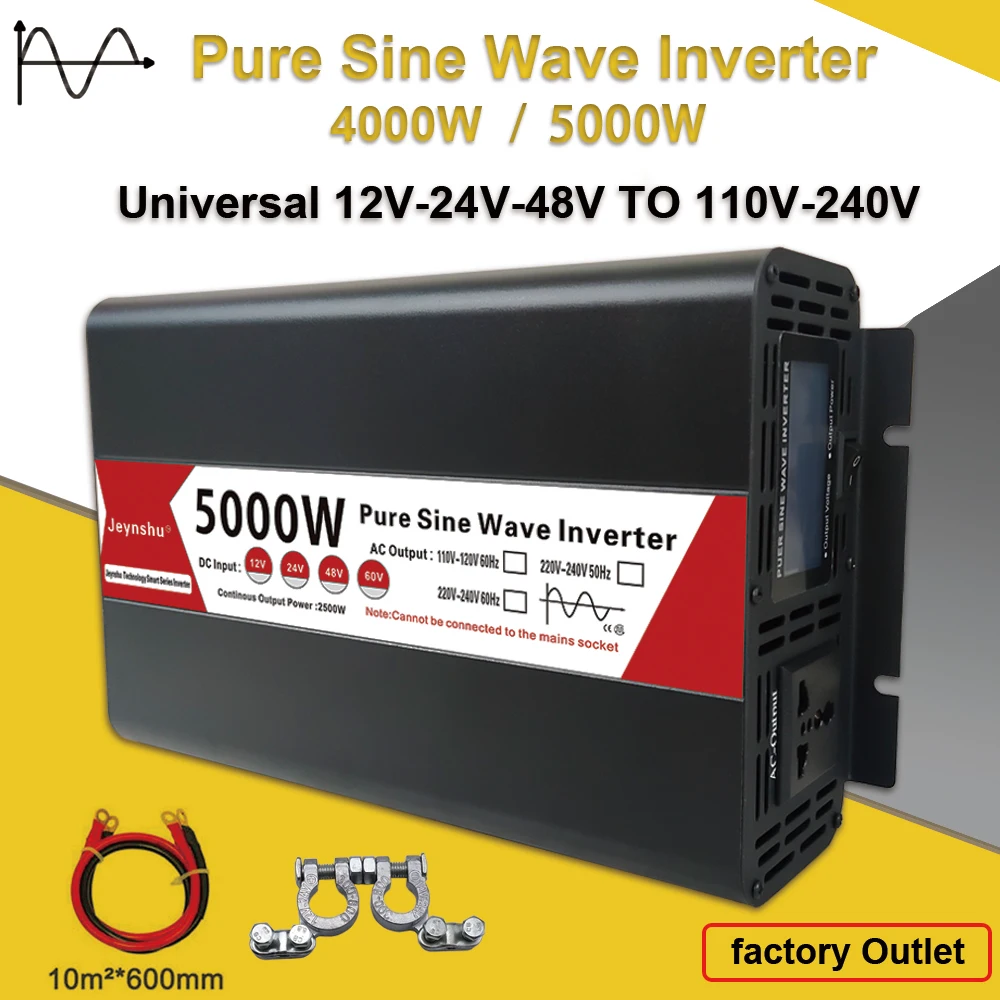 Inversor de Onda Senoidal Pura Conversor de Energia Solar para Carros 12v 220v 4000w 5000w dc 12v 24v 48v para ac 220v