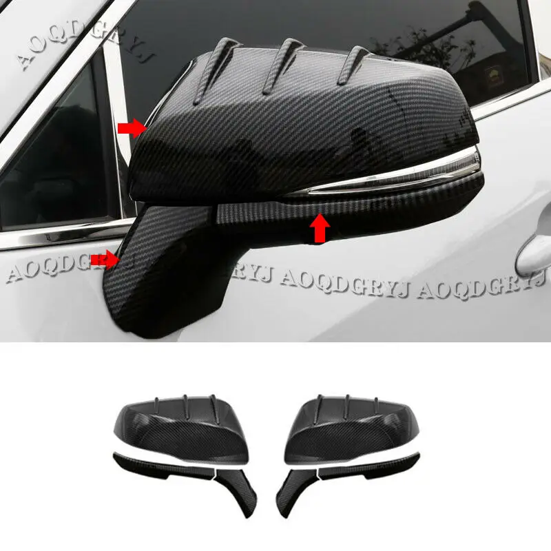 

For TOYOTA RAV4 2019-20 Carbon Fiber Look Rearview Mirror Moulding Trim Cover Car Styling Accessories 6Pcs