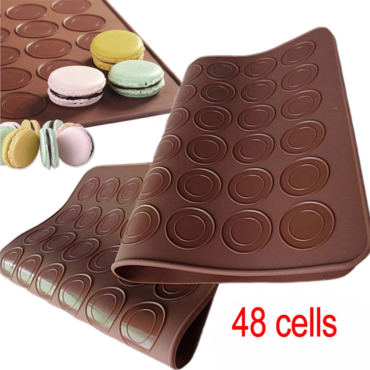 Large Silicone Macaron Macaroon Pastry Oven Baking Mould Sheet Mat 48-Cavity DIY Mold Baking Mat Useful Tools
