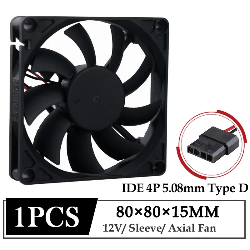 

1Pcs Gdstime DC 12V Fan 80mm 80x80x15mm Brushless Axial PC Case Cooler Fan 80mmx15mm 8cm Computer Cooling Fan