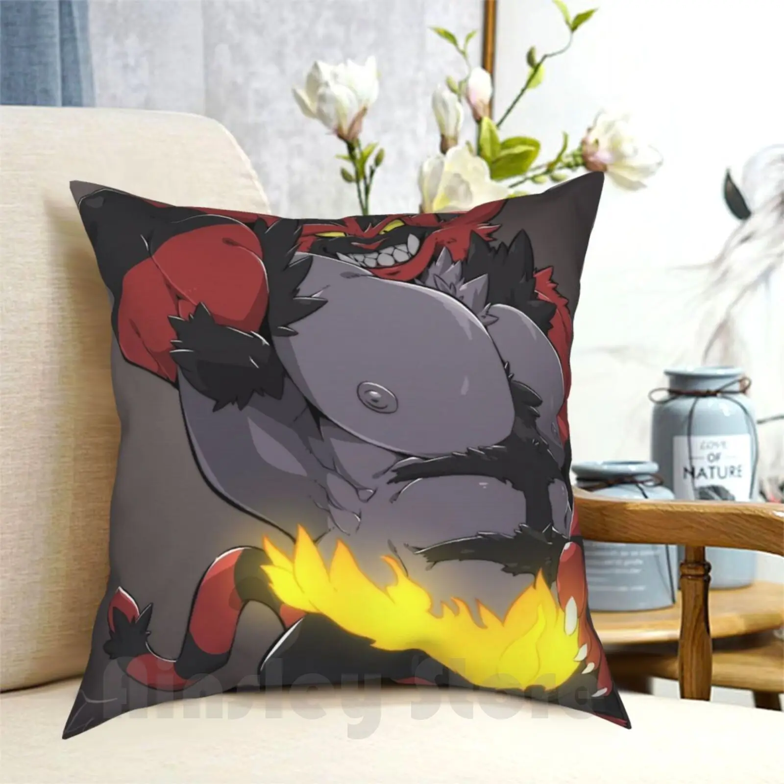 Incineroar Pillow Case Printed Home Soft DIY Pillow cover Anthro Claws Black Fur Fangs Incineroar Muscular Muscular Male