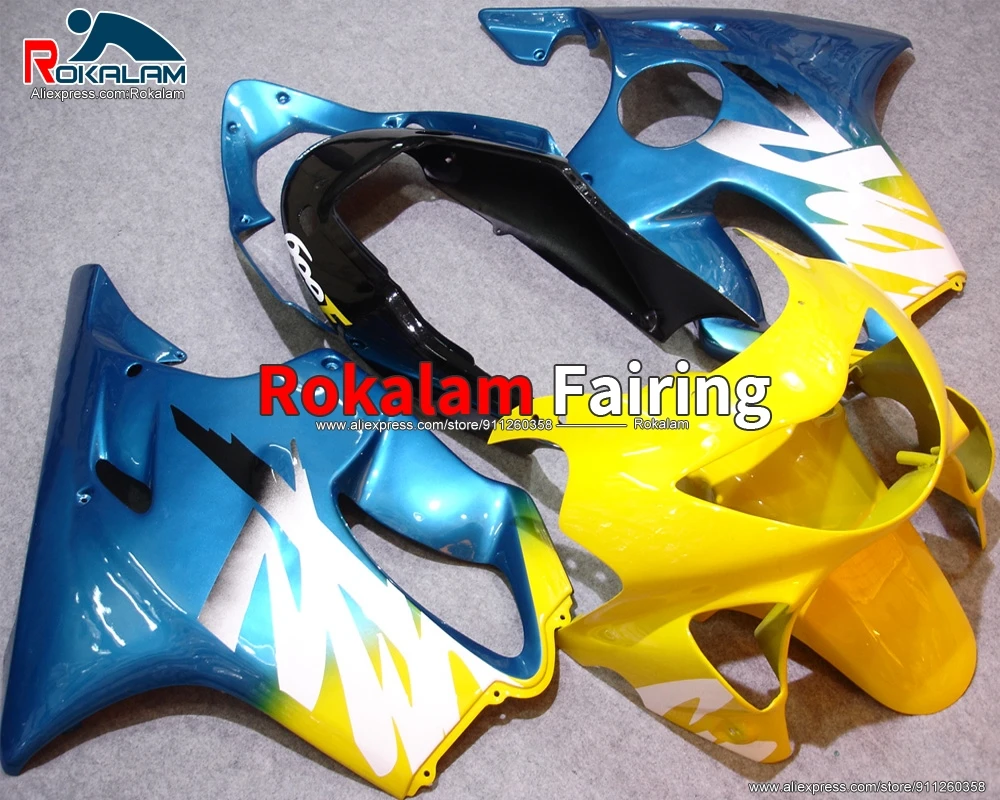 

Корпуса для Honda CBR600 F4 99 CBR 600 F 4 00 CBR 600 1999 2000 Кузов мотоцикла Синий Желтый комплект обтекателей (литьё под давлением)