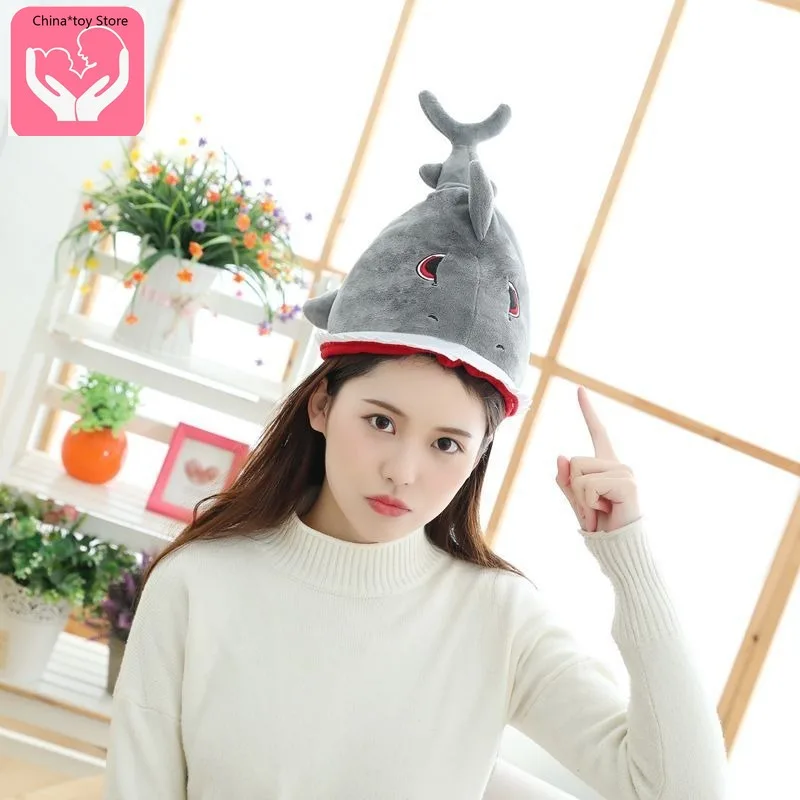 Hot Sale Conical Shark Headgear Hat Plush Toy Doll Hat Clothing Accessories Surprise Gift for Children