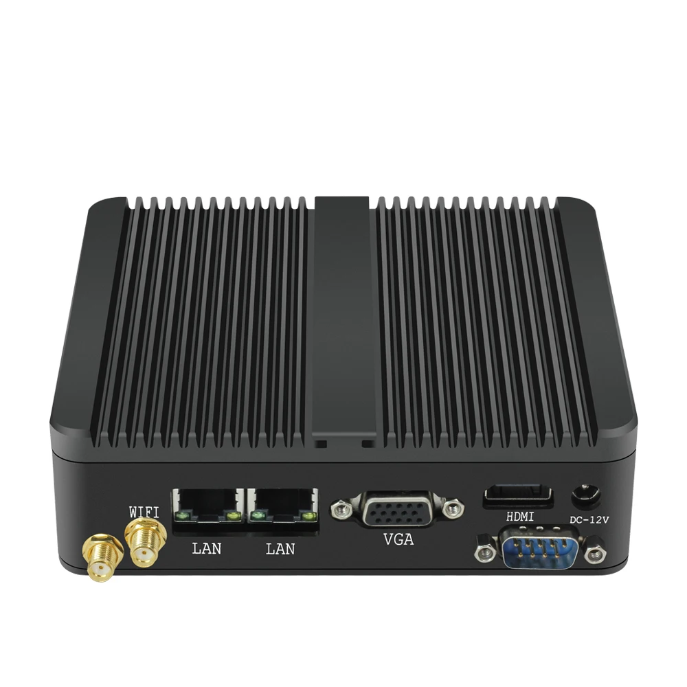Fanless Industrial Mini PC Intel Celeron J1900 Quad Cores 4x USB Dual LAN 2x RS232 HDMI VGA WiFi Support Windows Linux