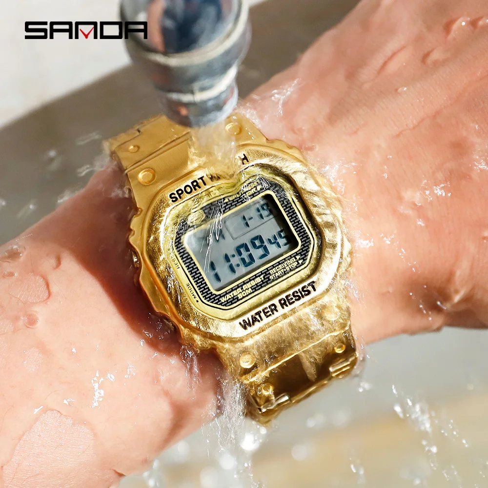 SANDA Fashion Luxury Men G style Sport Watch Military LED Digital Watches Waterpoof Alarm Clock Stainless Electronic Men Watches