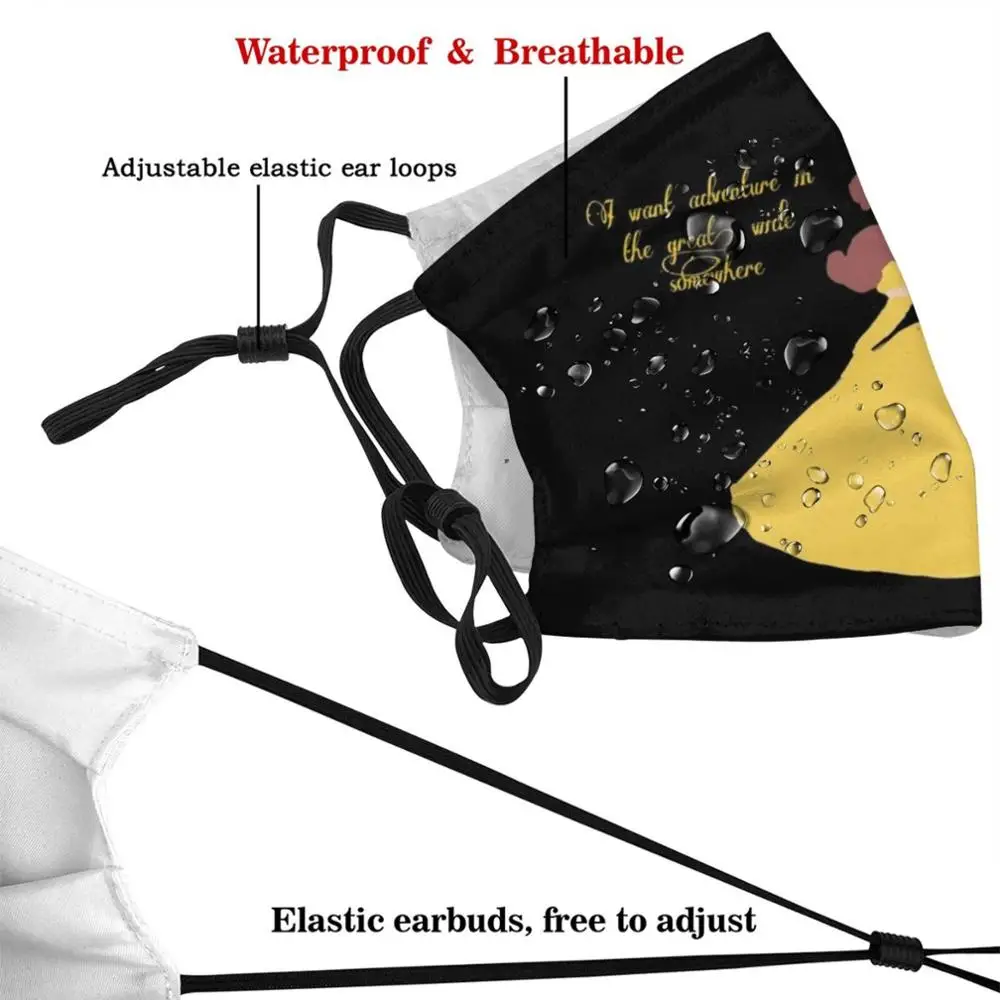 Belle I Want Adventure Mask Cloth Reusable Print Filter Washable Bell Broadway