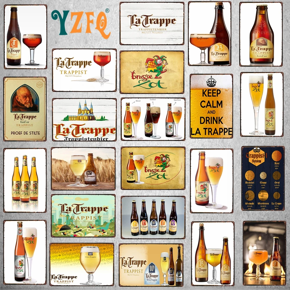 Cerveja belga vintagebrugse zot la trappe metal estanho placas de sinal para parede bar pub arte cozinha café decoração casa 30x20cm DU-8282A