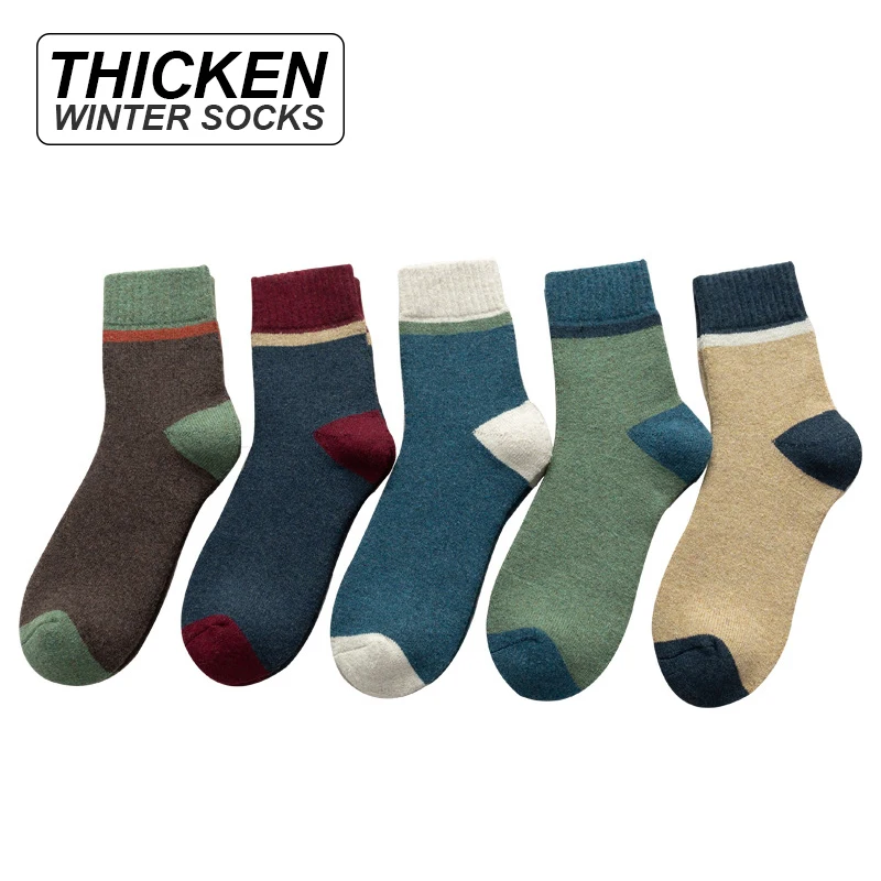 Hohe Qualität 5 paare/los herren Socken Verdickt Herbst Winter Warme Atmungsaktive Business Terry Männlichen Lange Socken 2020 Neue