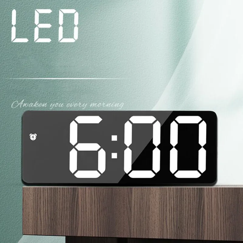 Acrylic/Mirror Digital Alarm Clock Voice Control Snooze Night Mode Table Clock 12/24H Anti-disturb Funtion Electronic LED Clock