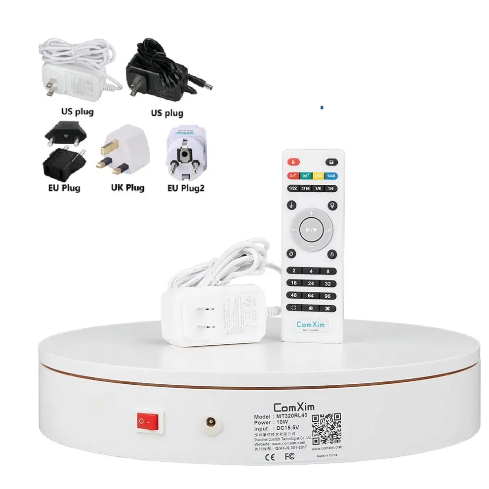 HQ 32cm Remote Control 24-72 Seconds Speed 360D Rotation Electric Rotating Turntable 3D Scanning Photography Display Stand