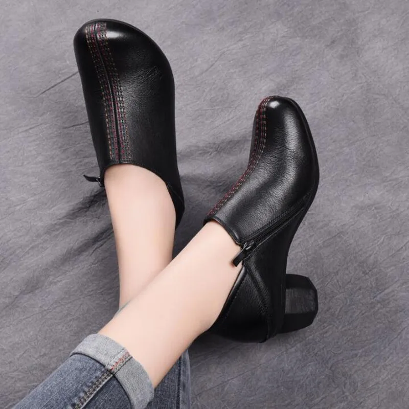 2021 Spring Genuine Leather Women Pumps High Heels Shoes For Women Female Soft Autumn Handmade Office Shoes