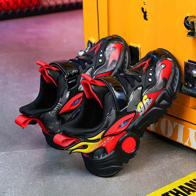 IGxx الاطفال الرياضة هوك حلقة حذاء رياضة موضة أربعة مواسم كول Mecha أحذية الجري أحذية رياضية للأطفال الحجم: 28-39