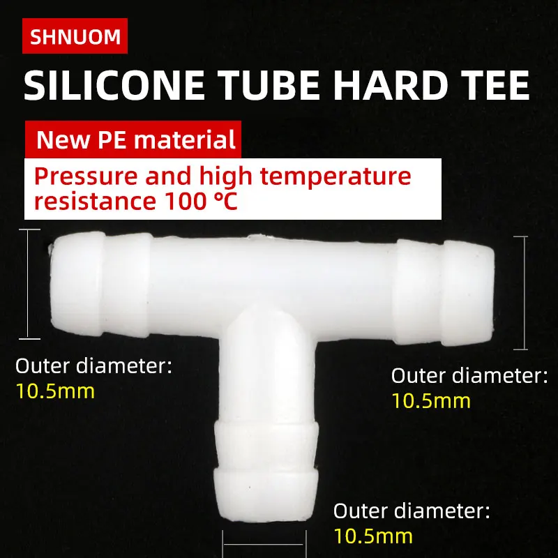 موزع مياه اكسسوارات T-نوع تي شيرت موصل مترابطة واجهة 10.5 مللي متر متساوية القطر تي شيرت سيليكون أنبوب مطاط أنابيب هواء تي شيرت