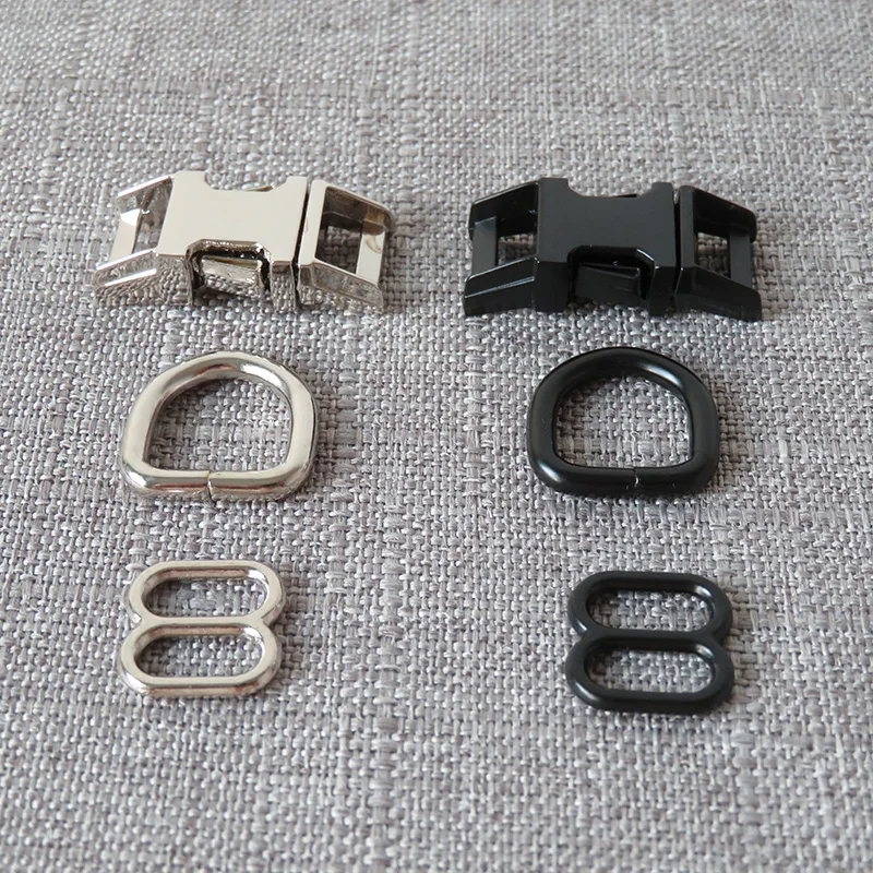 1 Set 10mm Small Dog Cat Collar Hardware Metal D Ring Semi Circle Buckle Straps Slider Clasp For Pet Harness Sewing Accessory