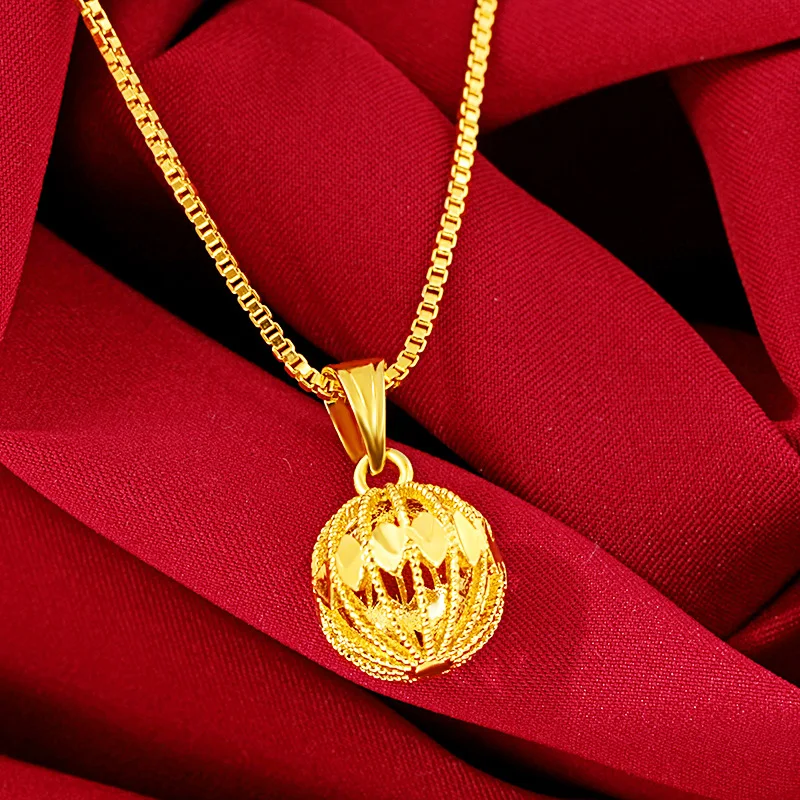 Vietnam sand gold-plated hydrangea round pendant Thai gold necklace pendant live the same paragraph plus one more