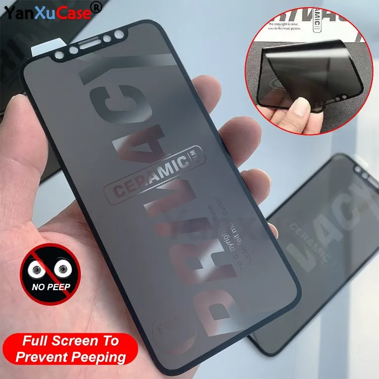 Matte Soft Ceramic Anti-spy Screen Protector For iPhone 15 14 13 12 Pro Max Mini Privacy Film On iPhone 11 Pro XS Max XR 7 8Plus