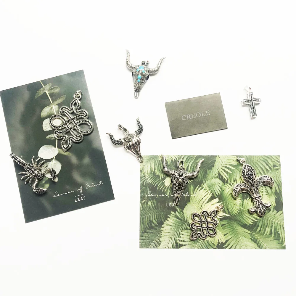 Cross Scorpion Knot Bull Fleur-de-lis Necklace Pendant,2019 Summer Rebel Street Fashion Jewelry 925 Sterling Silver Vintage Gift