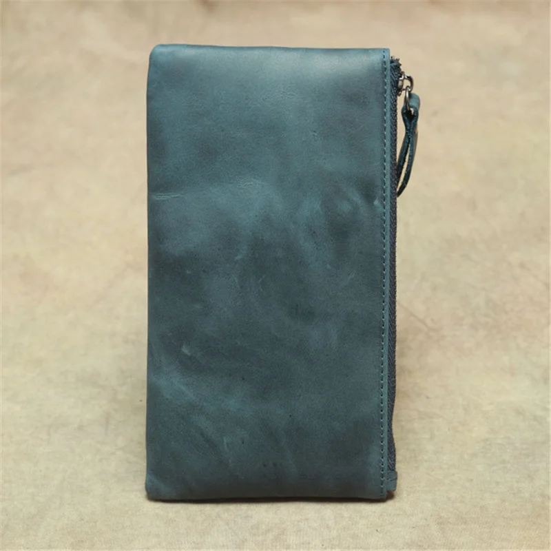 Men\'s Slim Wallet Genuine Small Leather Women Wallet Luxury Long Ladies Purse Money Bag Pouch Card Holder Mini Coin Case Carteir