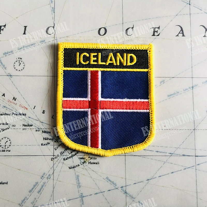 Islandia flaga narodowa łaty do haftu odznaka tarcza i kwadratowe szpilki jeden zestaw na tkaninie opaska dekoracja plecaka