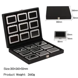 Leather packing For Gemstone or Demstone Deads. Black Travel Diamond Bag Box Stone Storage Bag With 12  Iron Material Gem Box