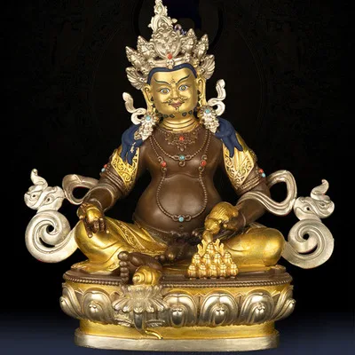 

Huang-God of Wealth Pure Bronze Buddha Gilt Painted Retro Tibetan Secret School Treasure King